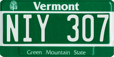 VT license plate NIY307