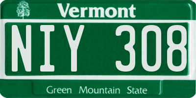 VT license plate NIY308