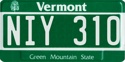 VT license plate NIY310