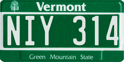 VT license plate NIY314