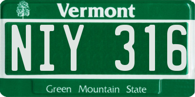 VT license plate NIY316