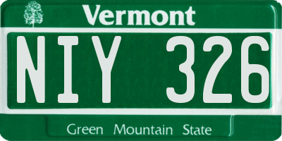 VT license plate NIY326