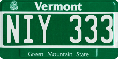 VT license plate NIY333