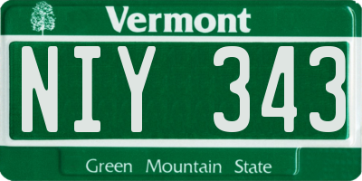 VT license plate NIY343