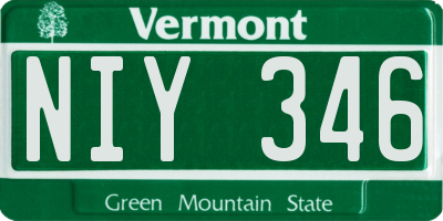 VT license plate NIY346