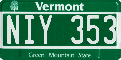 VT license plate NIY353