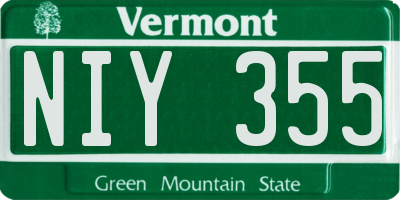 VT license plate NIY355