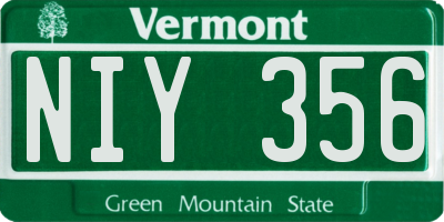 VT license plate NIY356
