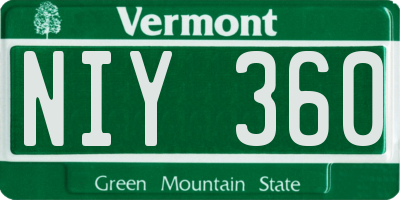VT license plate NIY360