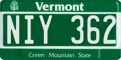VT license plate NIY362