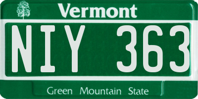VT license plate NIY363
