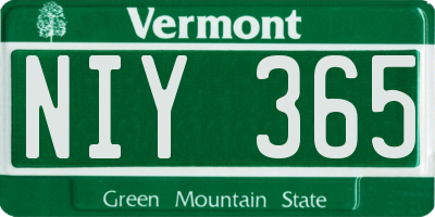 VT license plate NIY365