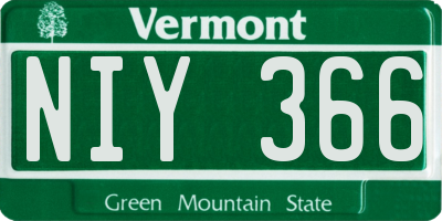 VT license plate NIY366