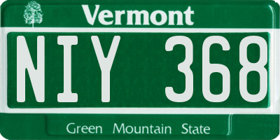VT license plate NIY368