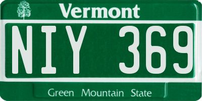 VT license plate NIY369