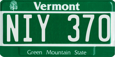 VT license plate NIY370