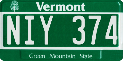 VT license plate NIY374