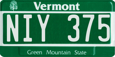 VT license plate NIY375