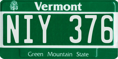 VT license plate NIY376