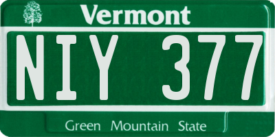 VT license plate NIY377