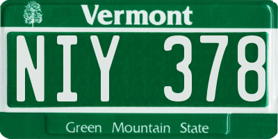 VT license plate NIY378