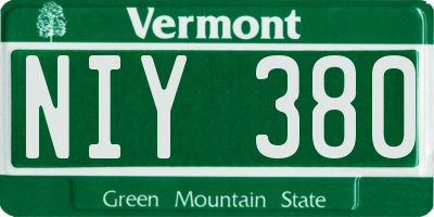 VT license plate NIY380