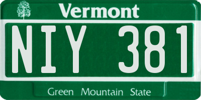 VT license plate NIY381
