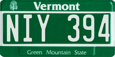 VT license plate NIY394