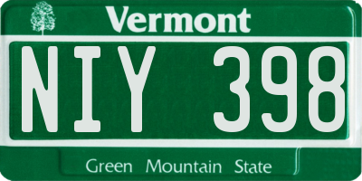 VT license plate NIY398