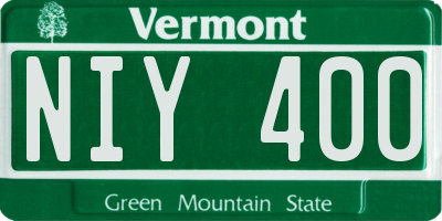 VT license plate NIY400