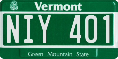 VT license plate NIY401