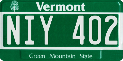 VT license plate NIY402
