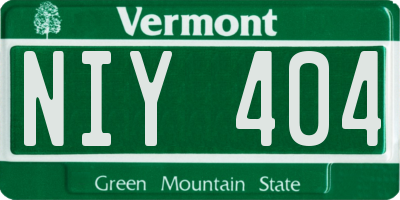 VT license plate NIY404