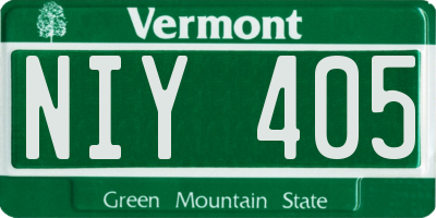 VT license plate NIY405