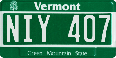 VT license plate NIY407