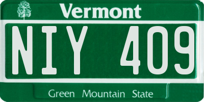 VT license plate NIY409