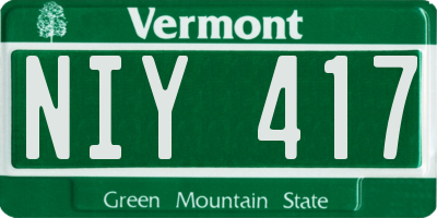 VT license plate NIY417