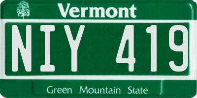 VT license plate NIY419
