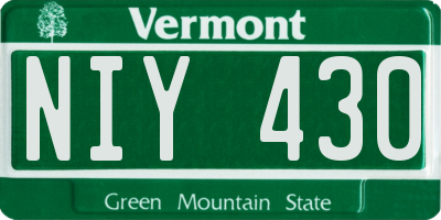 VT license plate NIY430