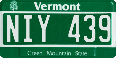 VT license plate NIY439