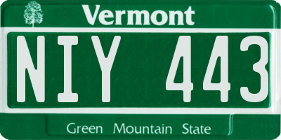 VT license plate NIY443