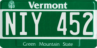VT license plate NIY452
