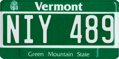 VT license plate NIY489