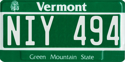 VT license plate NIY494