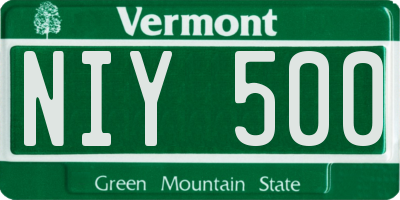 VT license plate NIY500
