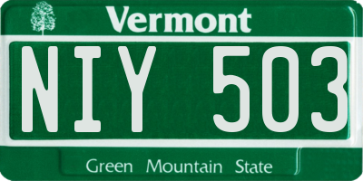 VT license plate NIY503