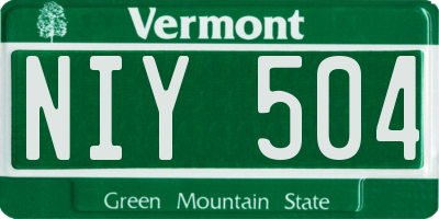 VT license plate NIY504