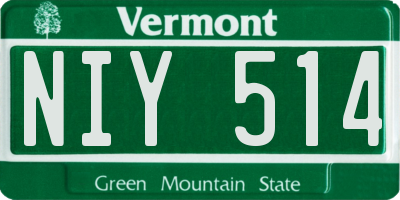 VT license plate NIY514