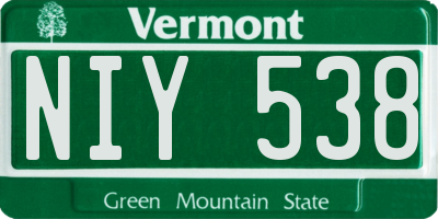 VT license plate NIY538