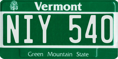 VT license plate NIY540